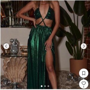 12th Tribe | Dresses | 2th Tribe Green Metallic Dress | Poshmark